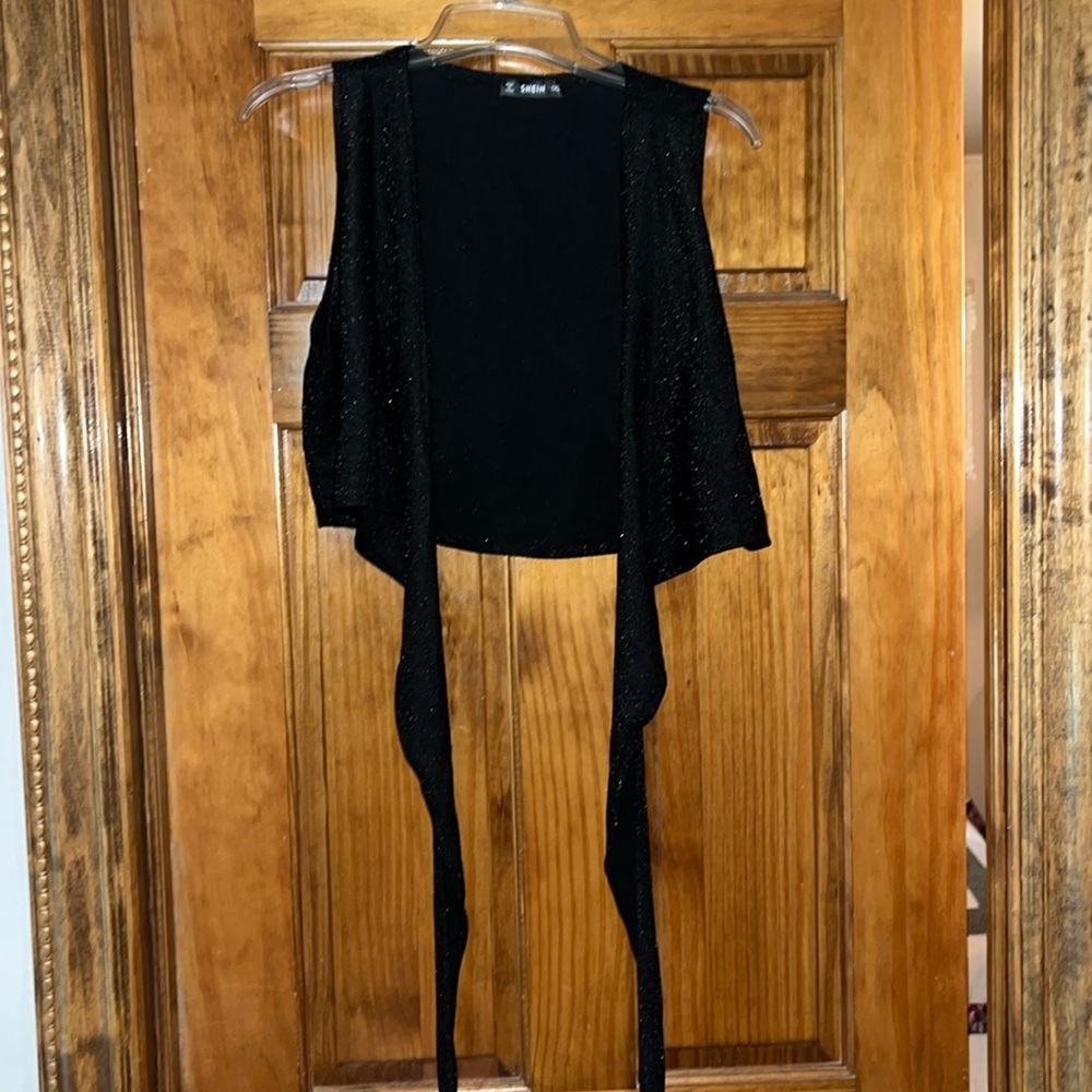 Sparkly black crossover tank top